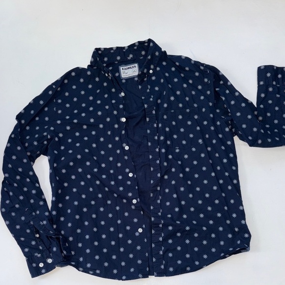 Express Other - Express Navy Star Pattern Dress Shirt